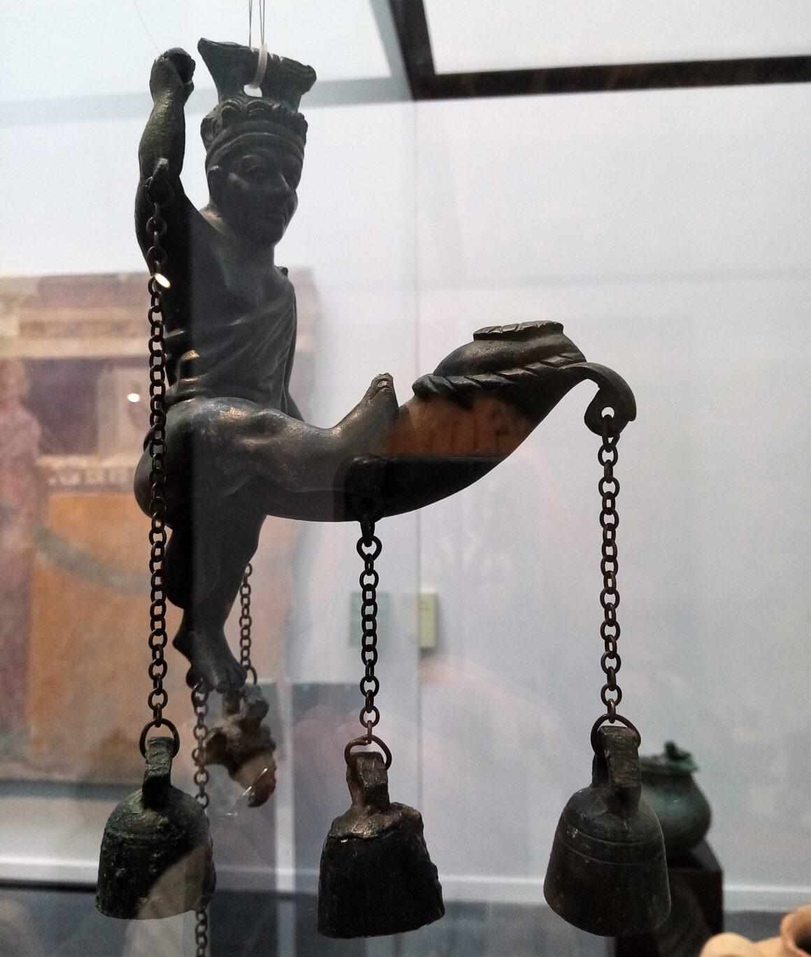 Tintinnabula exhibited in the Pompeii Antiquarium