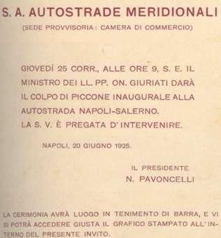 Inaugurazione autostrada Napoli-Salerno