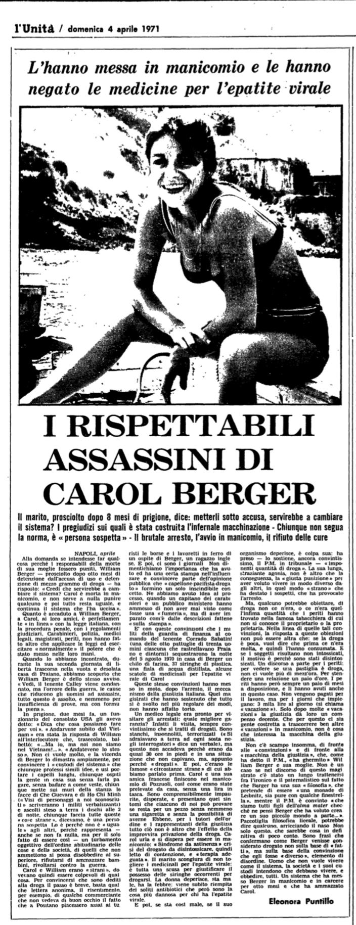 William Berger e la morte della moglie Carol, arrestata da innocente