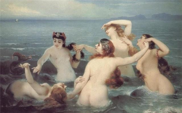 Partenope Charles Edouard Boutibonne, Sirene giocano nel mare, 1883 