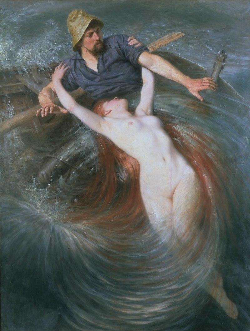 Partenope Knut Ekwall (1843 - 1912), The Fisherman and The Siren 